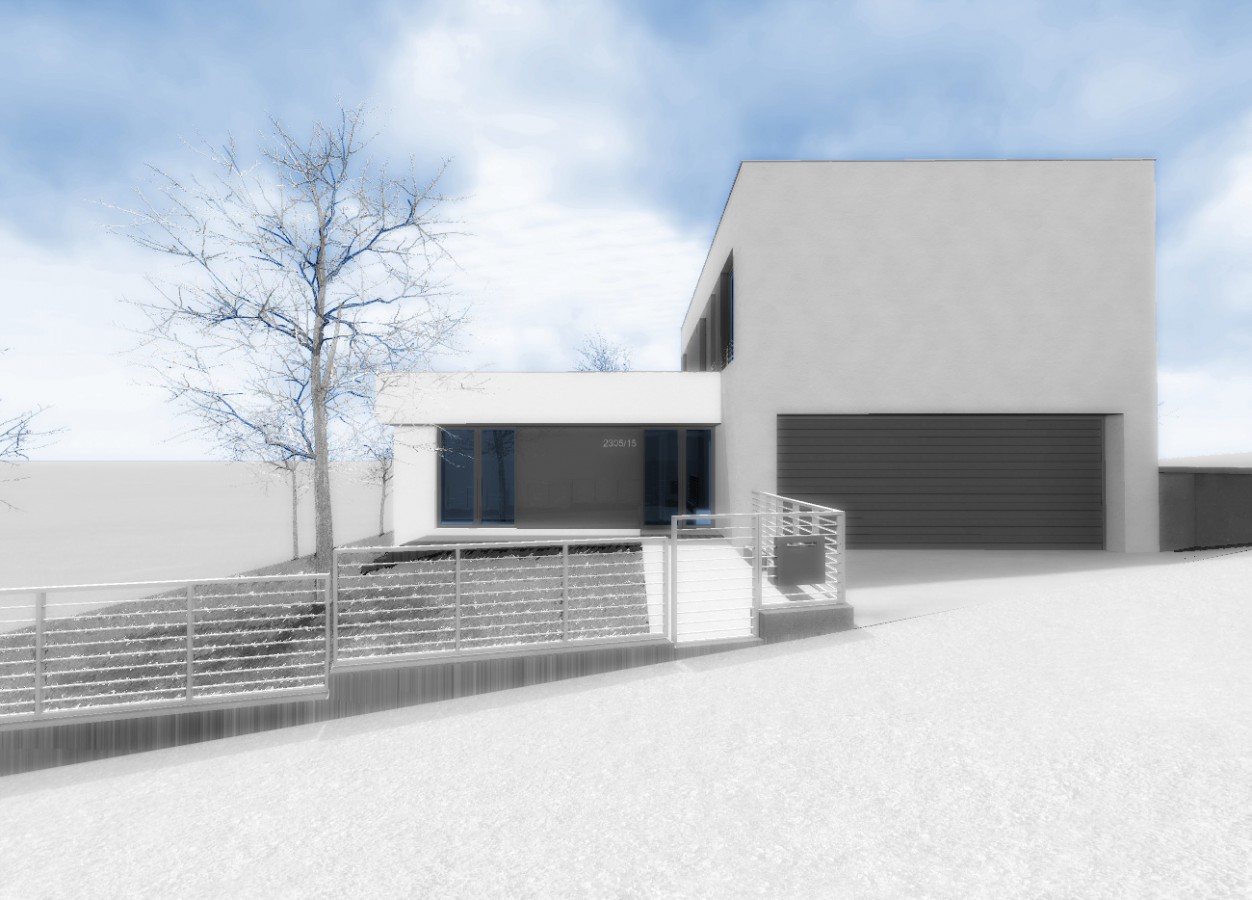 Návrh rodinného moderního domu, Brno. Vizualizace návrhu.