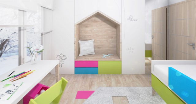 Návrh interiéru barevného dětského pokoje, Pelhřimov